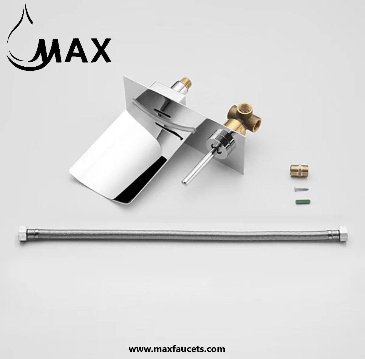 Waterfall Bathroom Faucet Wall Mounted With LED Light Chrome Finish