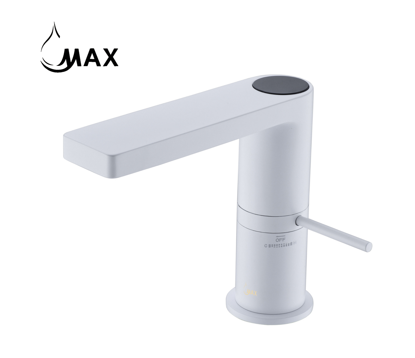 Smart Bathroom Faucet Digital Screen Side Handle White Finish