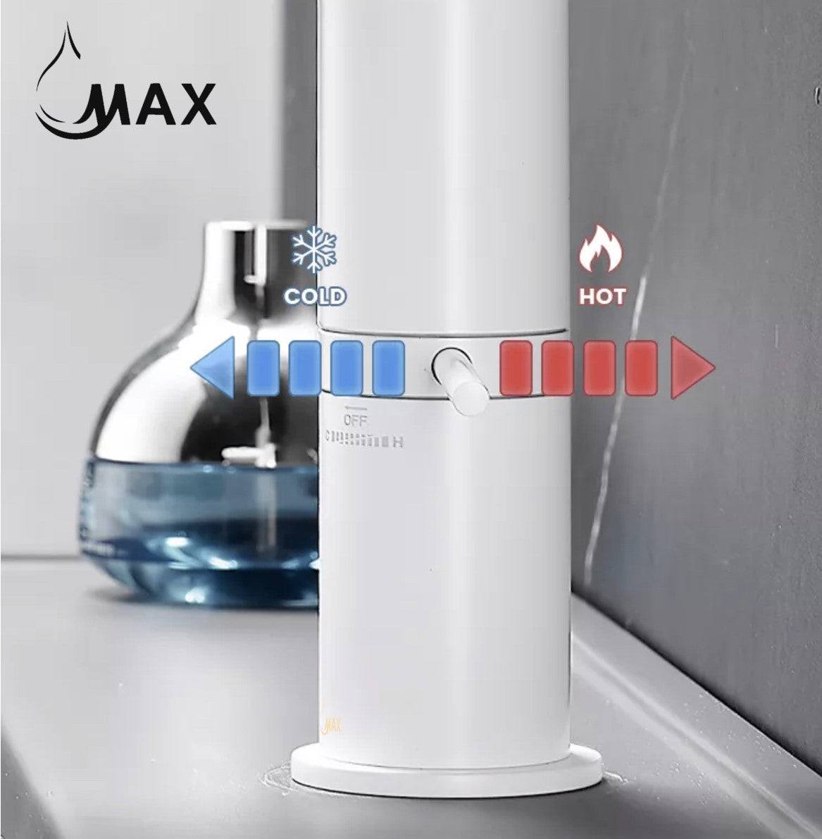 Smart Bathroom Faucet Digital Screen Side Handle White Finish