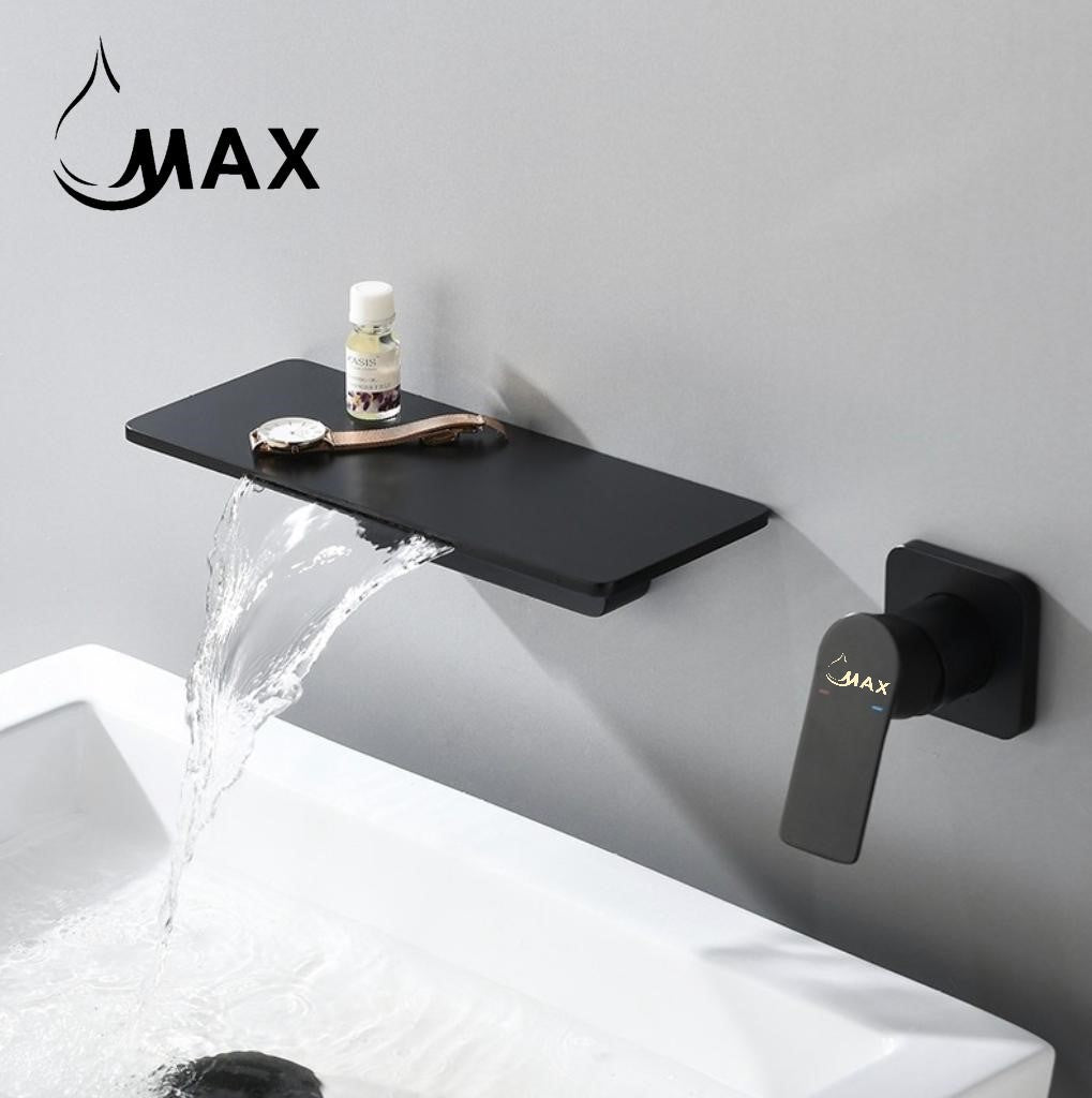Wall Mounted Bathroom Faucet Waterfall Matte Black Finish