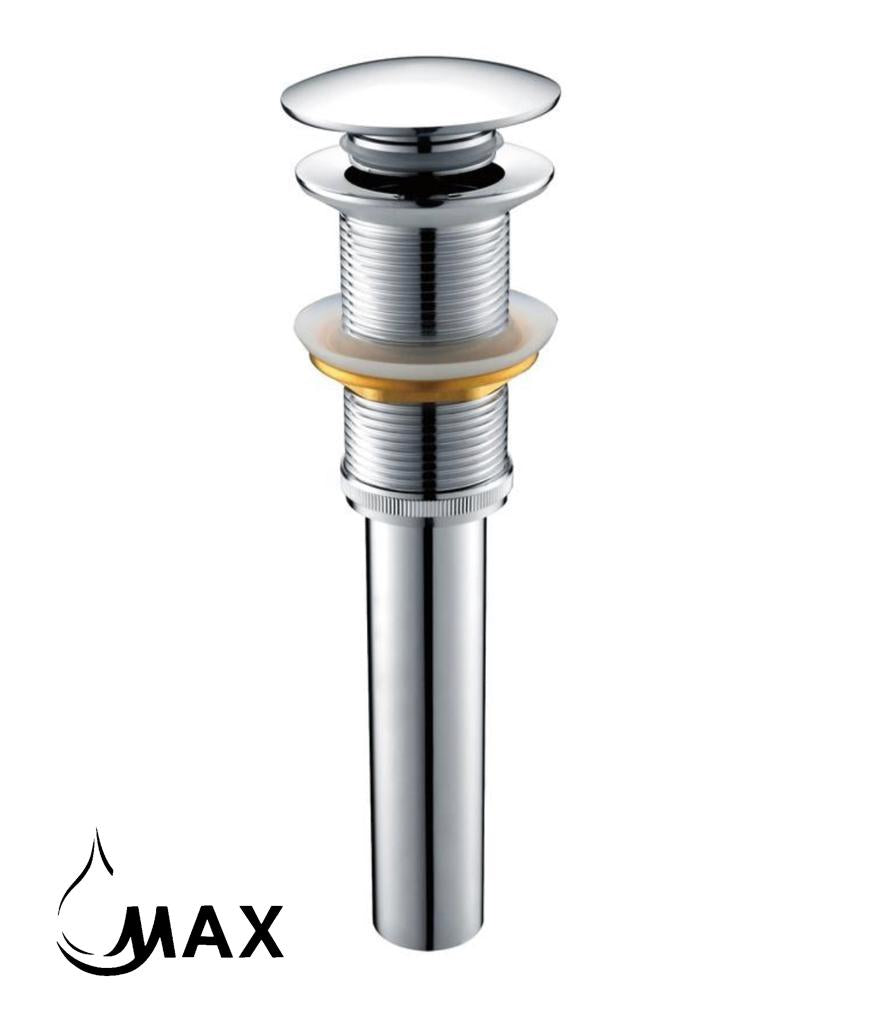 Metal Push Pop Up Sink Drain Without Overflow Chrome Finish