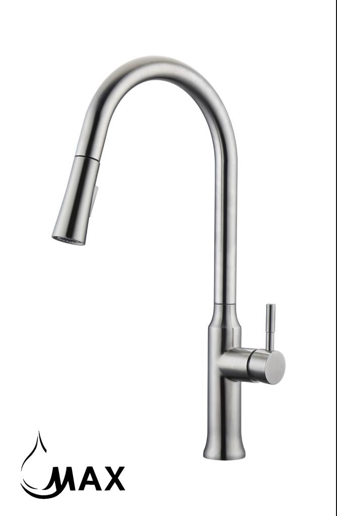 High-Arc Pull-Out Kitchen Faucet Single Handle18.5" Brushed Nickel Finish