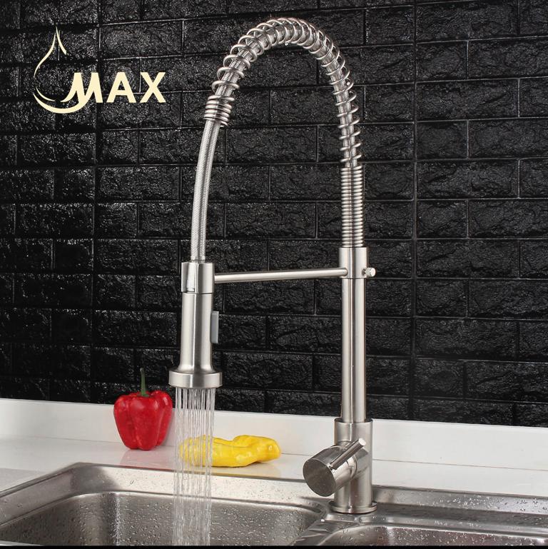 Pull-Out Spiral Flexible Kitchen Faucet Single Handle 24" Brushed Nickel