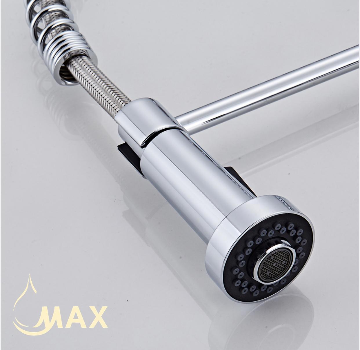 Commercial Kitchen Faucet High Arc Single Handle Spiral Flexible Pullout Sprayer 20" Chrome Finish