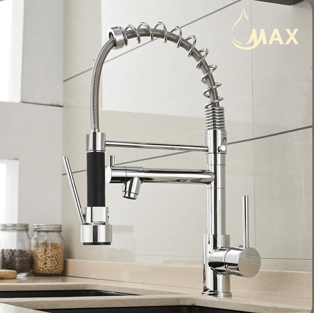 Pull-Down Flexible Kitchen Faucet With Separate Pot Filler Spout 17" In Brushed Nickel Finish