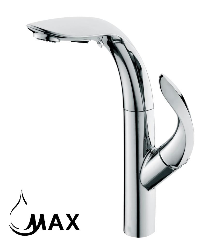 Pull-Out Kitchen Faucet Single Handle High-Arc 14.5" Chrome Finish