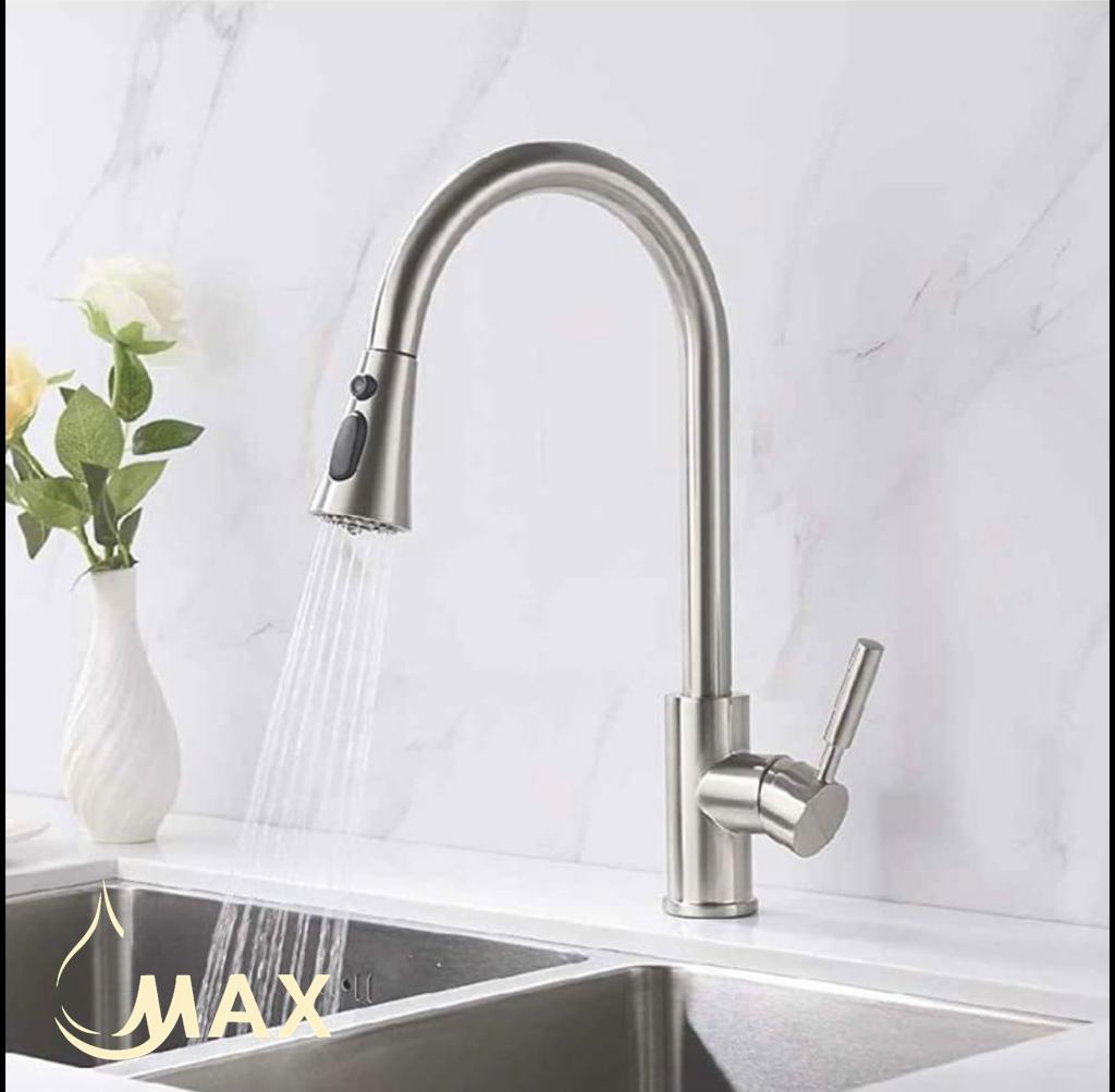 Pullout Kitchen Faucet Three Functions Brush Nickel Finish