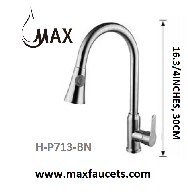 Single Handle Pull-Out Kitchen Faucet 16.5" In Brushed Nickel Finish