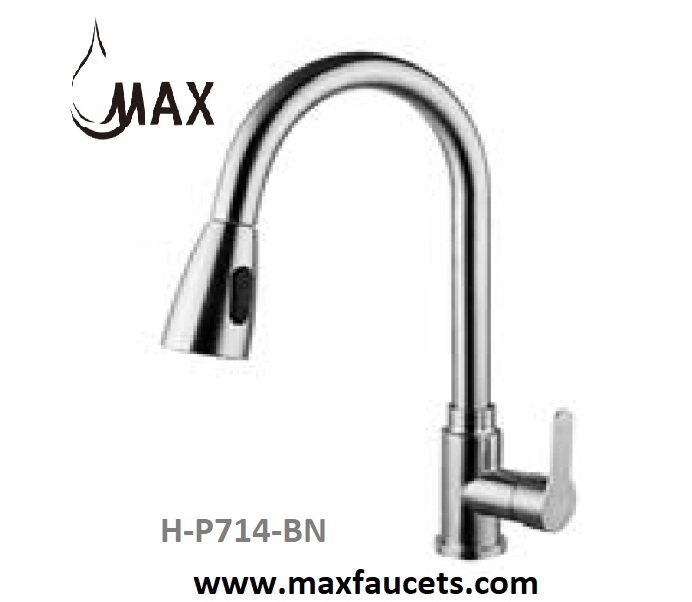 Single Handle Pull-Out Kitchen Faucet 16.5" In Brushed Nickel Finish