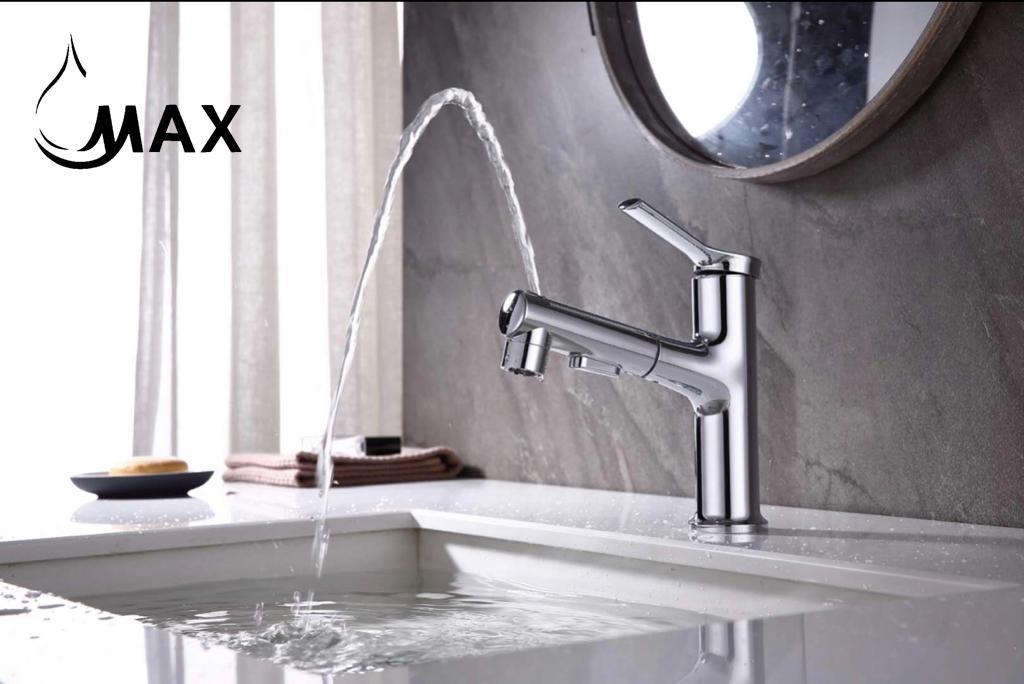 Pull-Out Bathroom Faucet 3 Functions In Chrome Finish