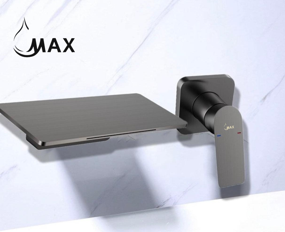 Wall Mounted Waterfall Bathroom Faucet Gun Black Finish