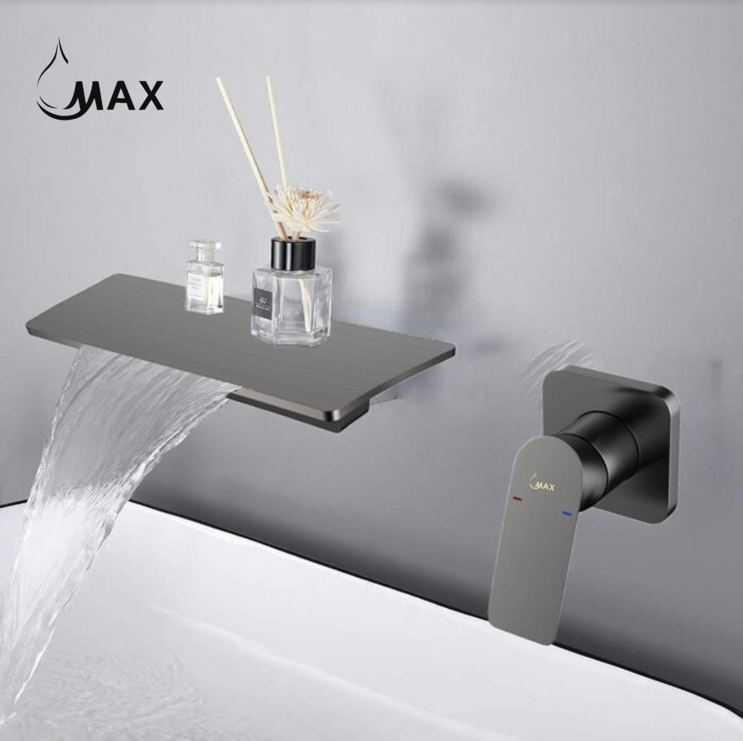 Wall Mounted Waterfall Bathroom Faucet Gun Black Finish
