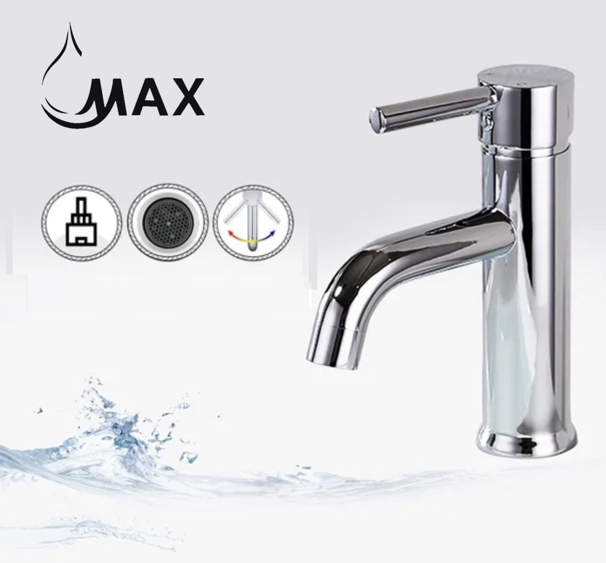 Bathroom Faucet Single Handle Round Design Chrome Finish