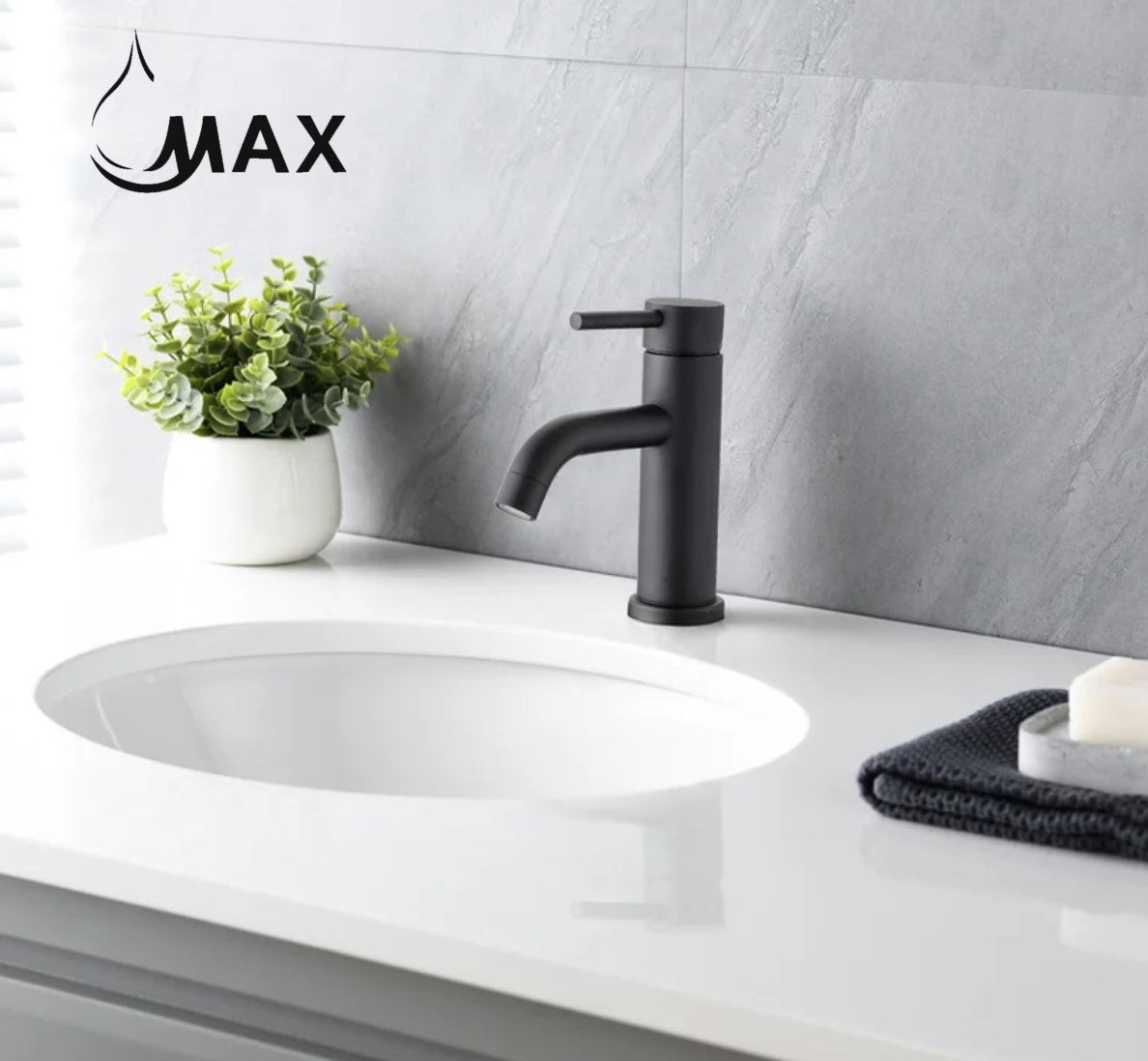 Single Handle Bathroom Faucet Round Design Matte Black Finish