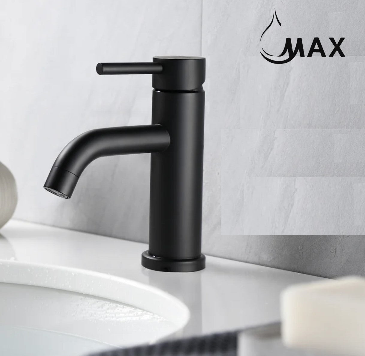 Single Handle Bathroom Faucet Round Design Matte Black Finish