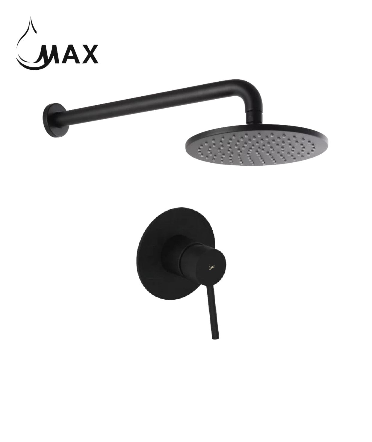Round Shower System One Function With Valve Matte Black Finish