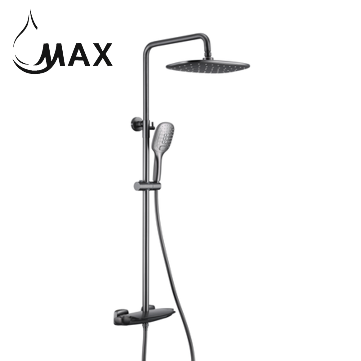 Thermostatic Shower System Waterfall Tub Rain Three Functions Gun Black Finish