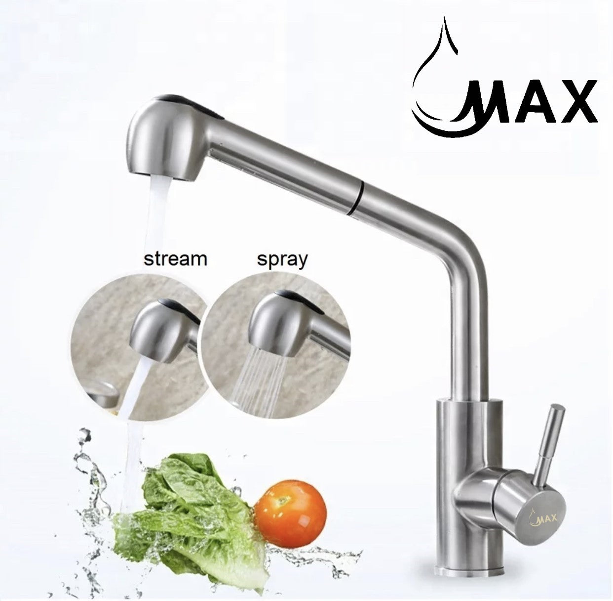 Pull-Out Kitchen Faucet Two Functions 14 Inches Brushed Nickel Finish
