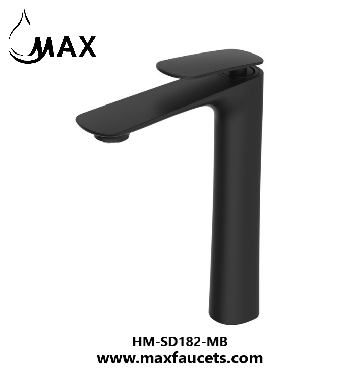 Ultra Thin Spout Vessel Sink Bathroom Faucet 11" In Matte Black Finish