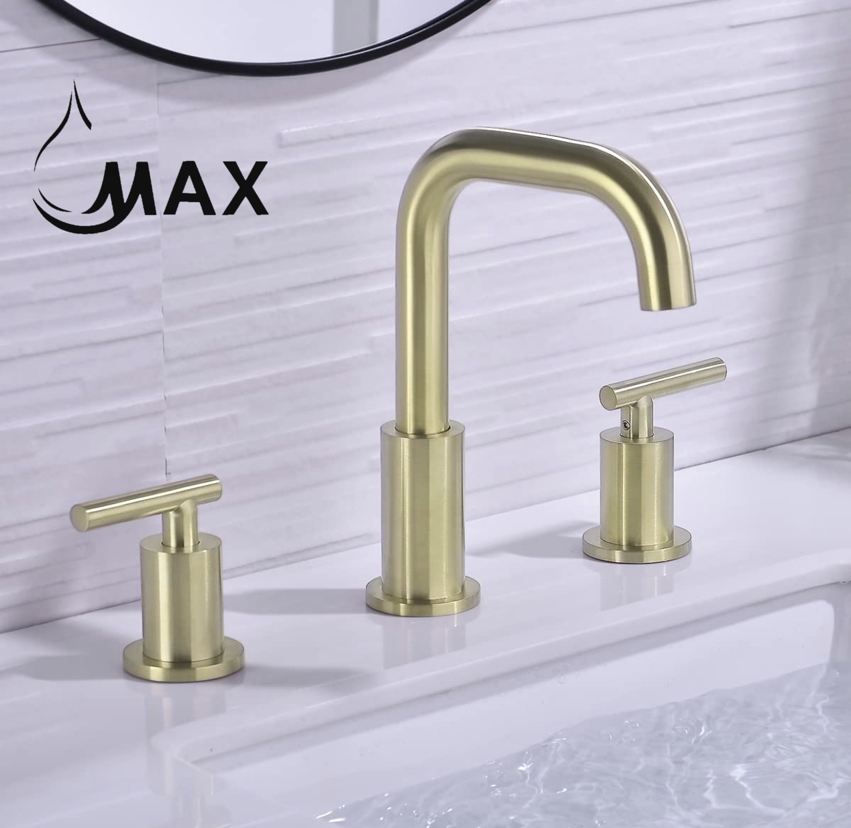 Two Handle Widespread Bathroom Faucet Brushed Gold