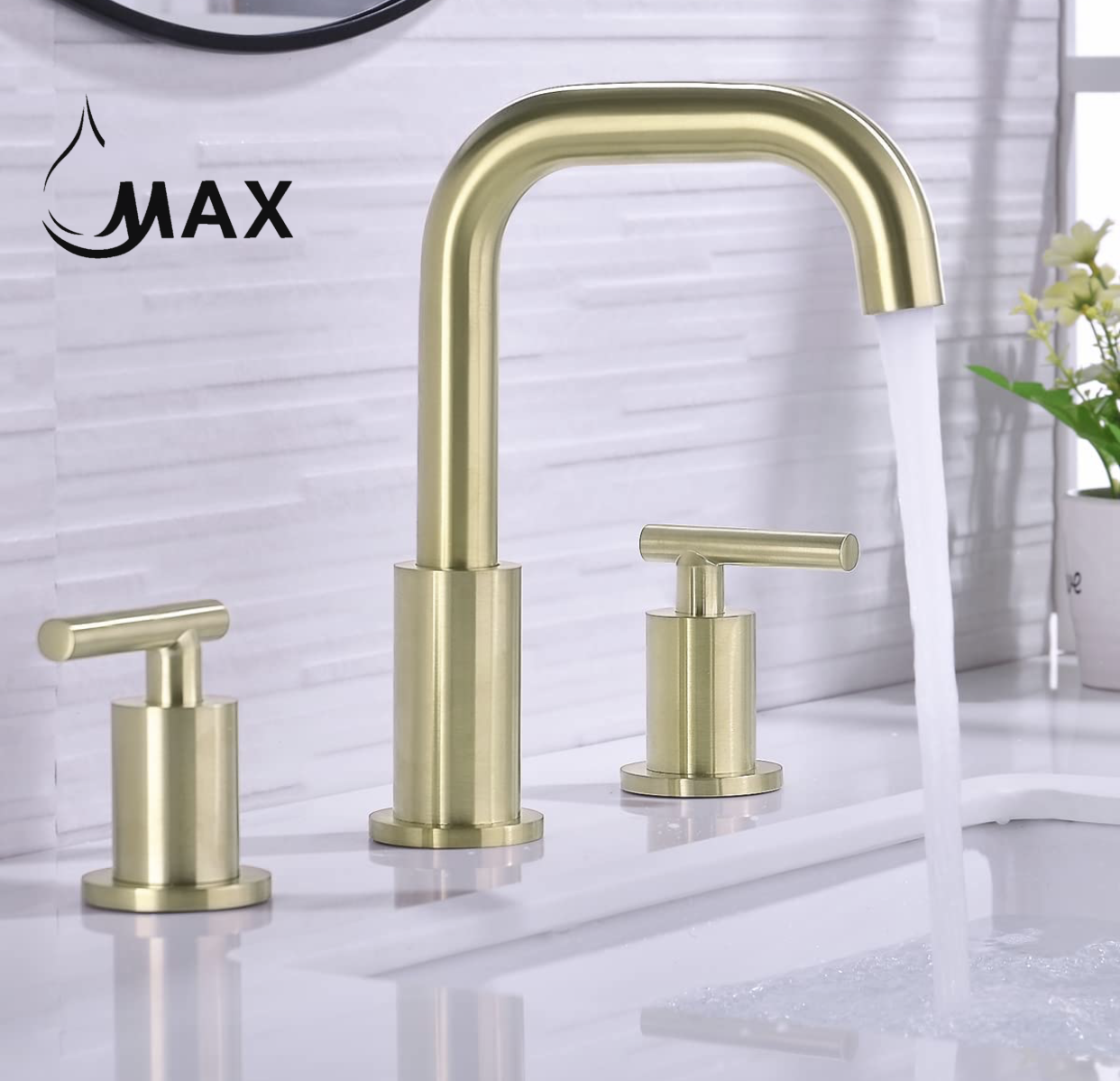 Two Handle Widespread Bathroom Faucet Brushed Gold