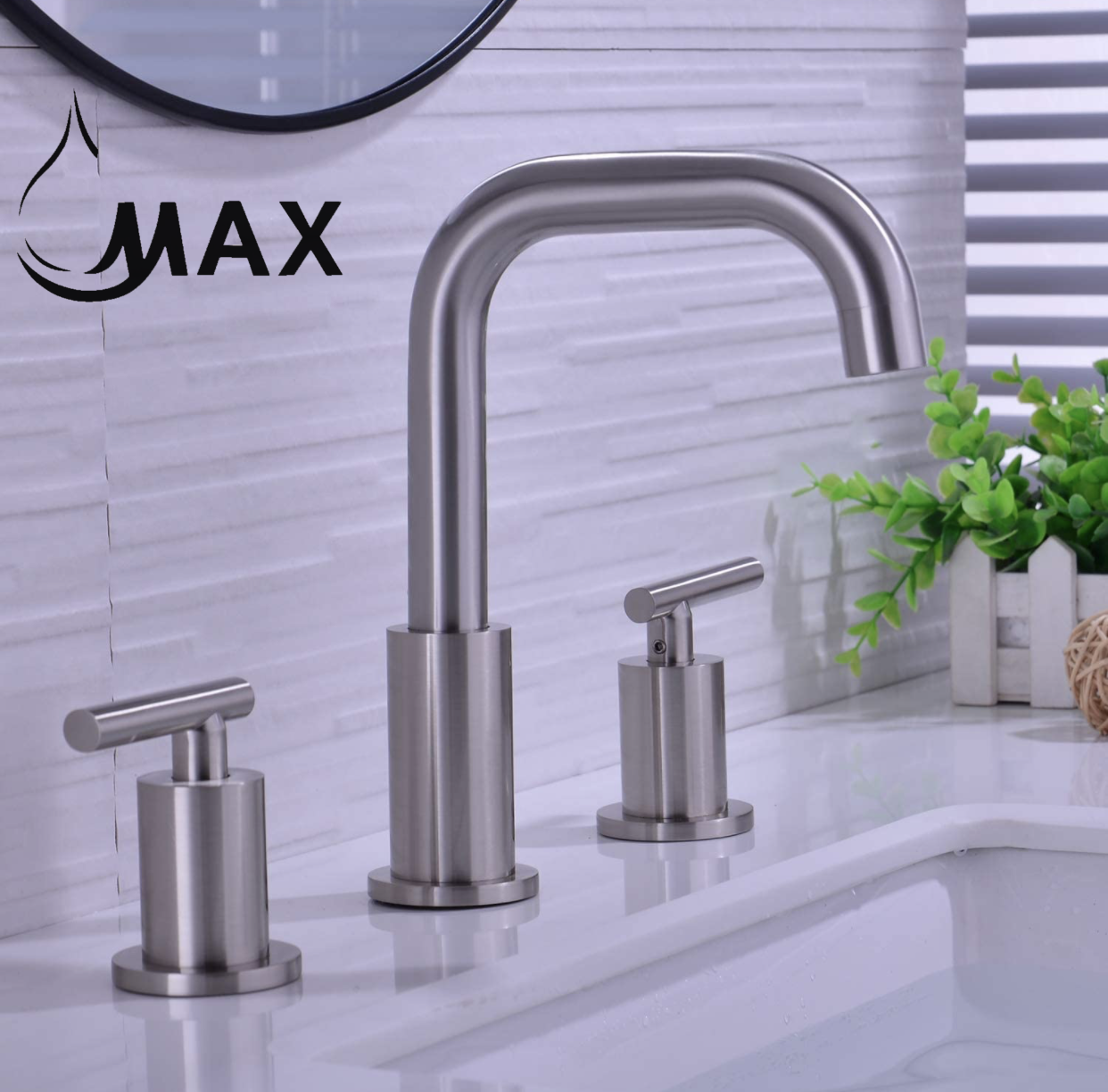 Two Handle Widespread Bathroom Faucet Brushed Nickel