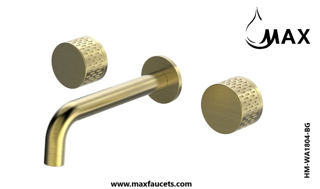 Bathroom Faucet Double Handle Wall Mounted With Rough-in Valve Brushed Gold Finish