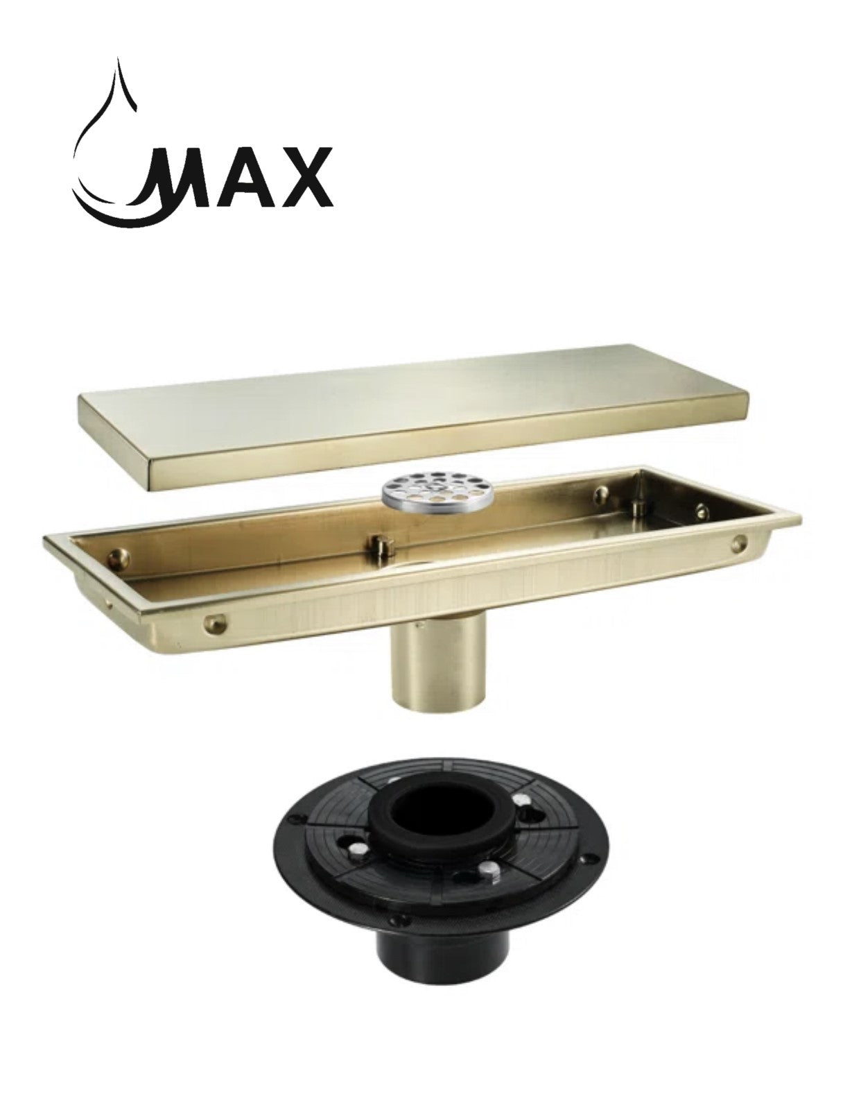 Linear Shower Drain with Cover 12 Inches Brushed Gold