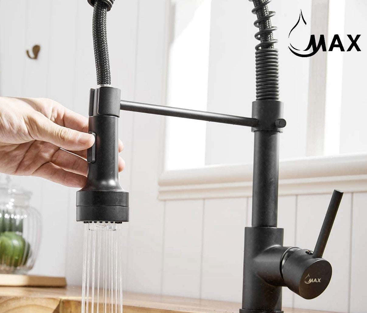 Pull-Down Kitchen Faucet Chef Style 16.5" Matte Black Finish