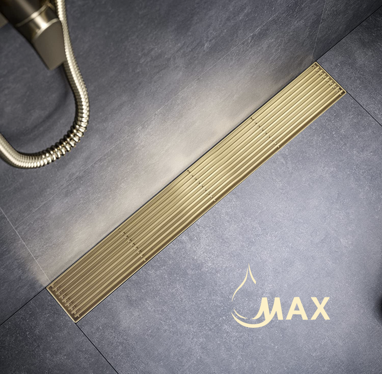 Linear Shower Drain with Cover 24 Inches Brushed Gold