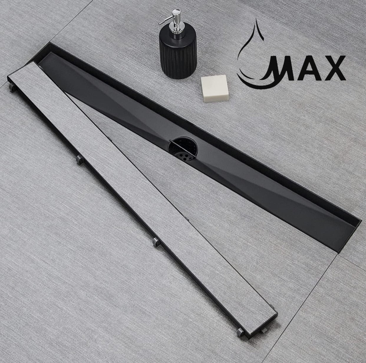 Linear Shower Drain with Cover 24 Inches Matte Black