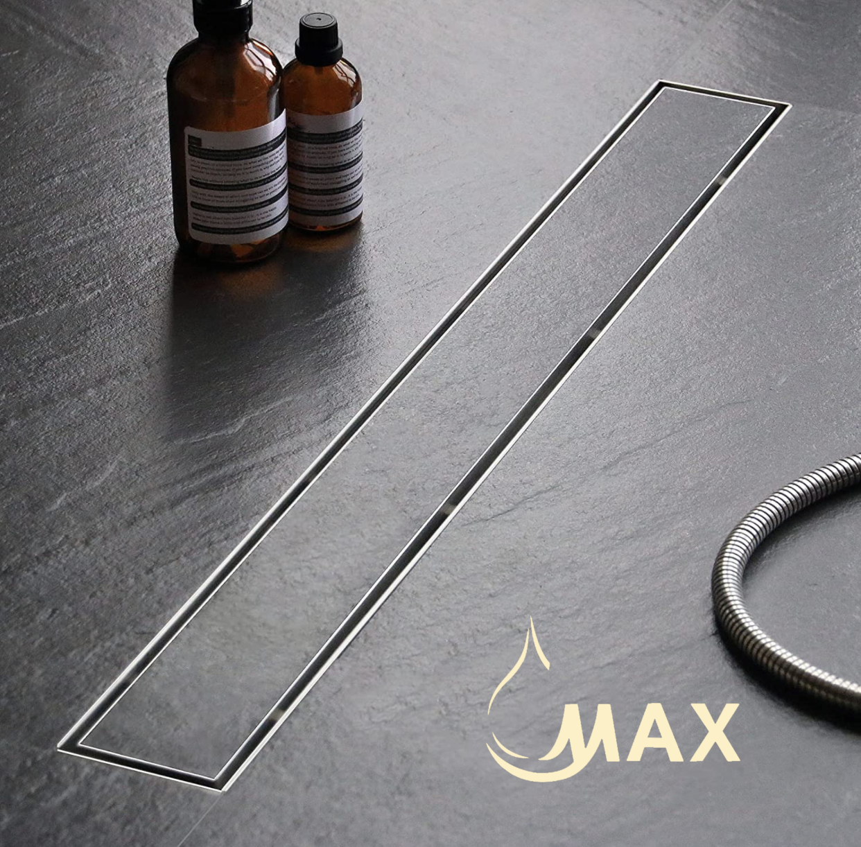 Linear Shower Drain with Cover 24 Inches Brushed Nickel