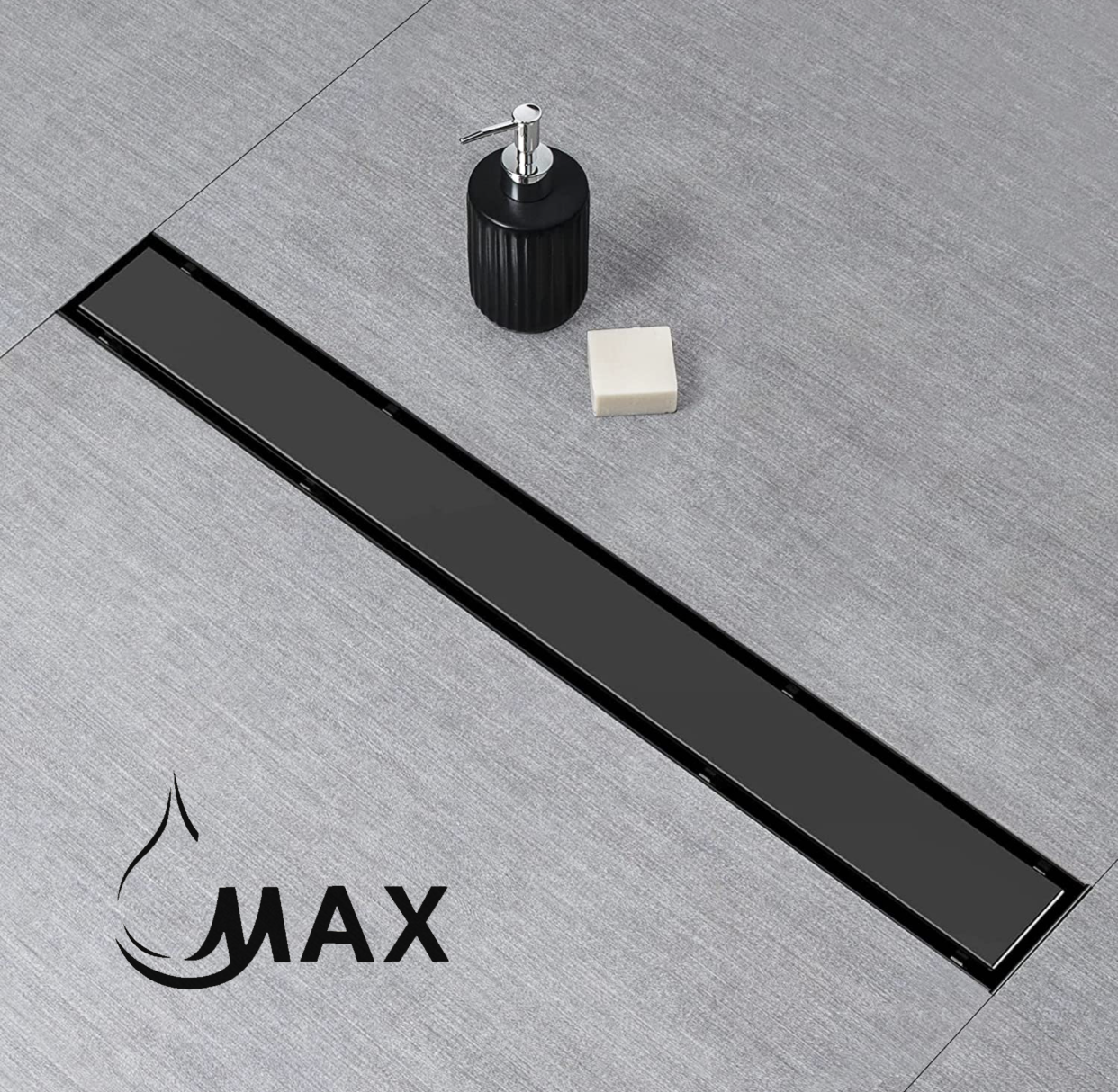 Linear Shower Drain with Cover 24 Inches Matte Black