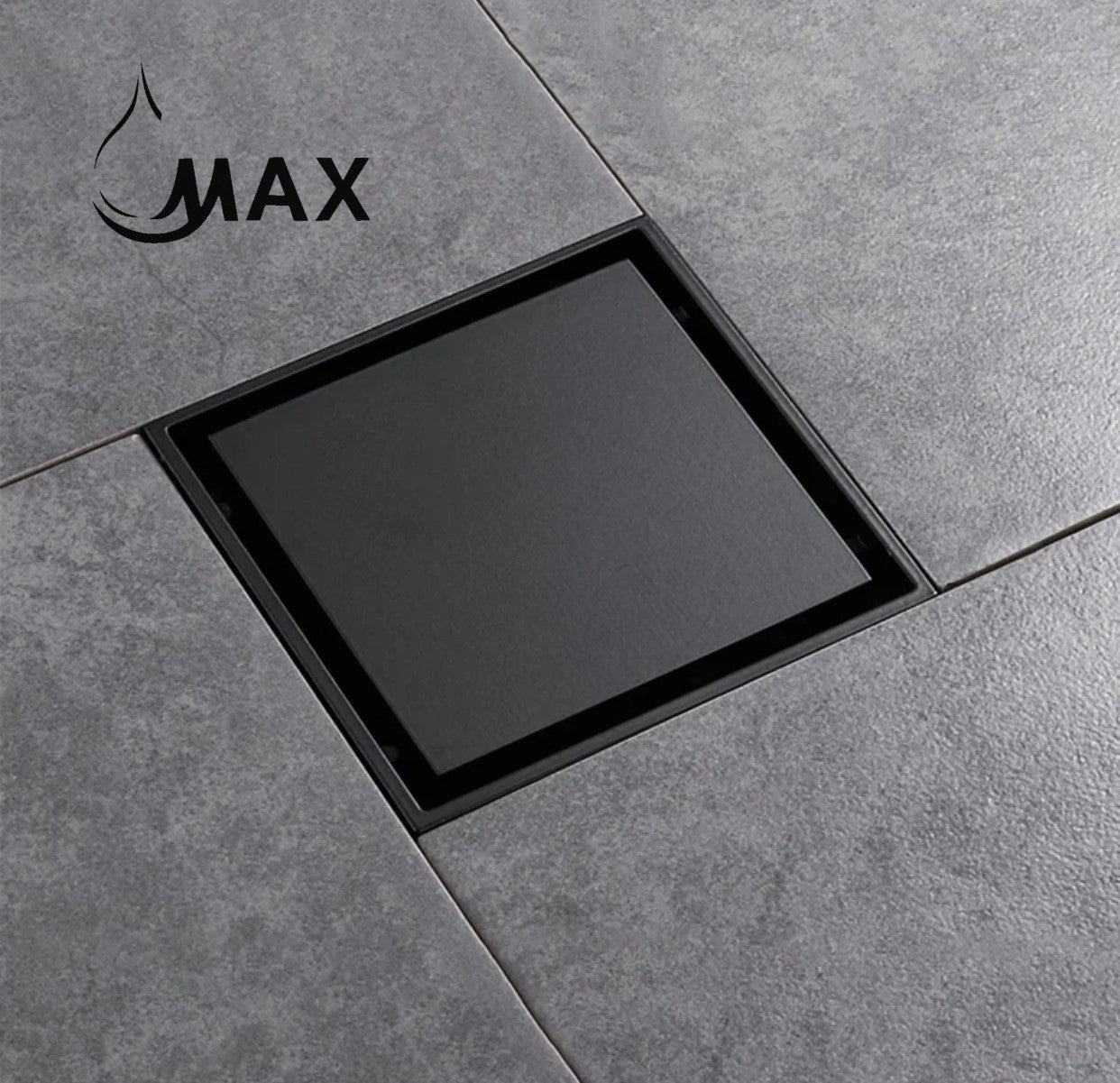 Square Shower Drain with Cover 4 Inches Matte Black