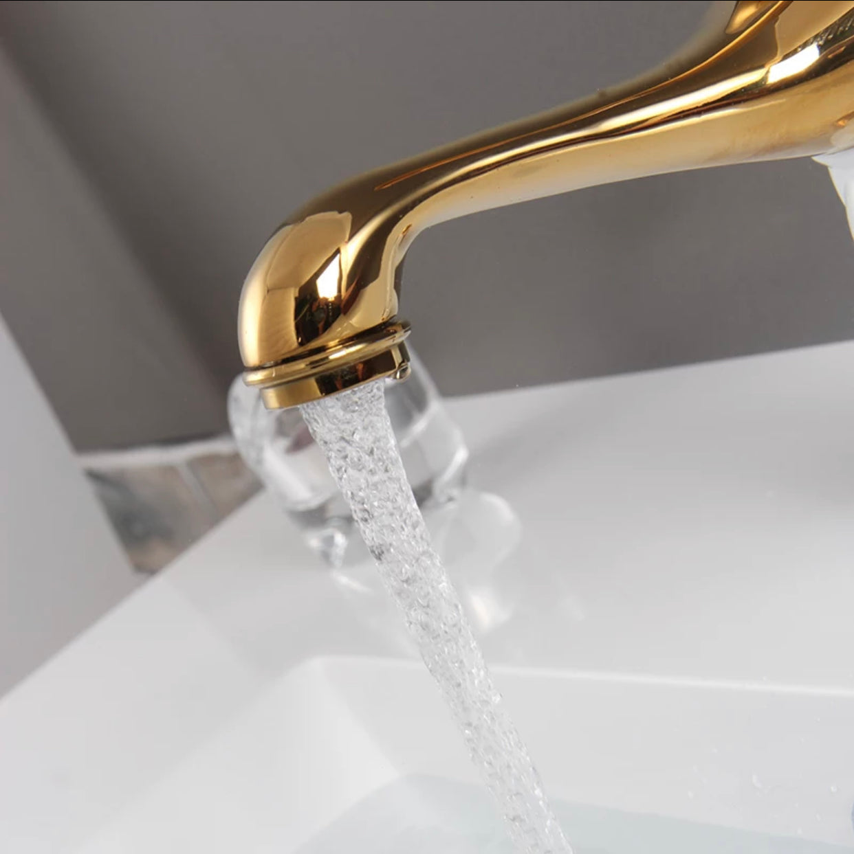 Elegant Bathroom Faucet With Diamond Shiny Gold,White With Diamond Finish