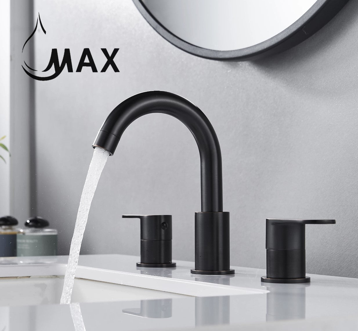 Two Handle Widespread Bathroom Faucet Matte Black