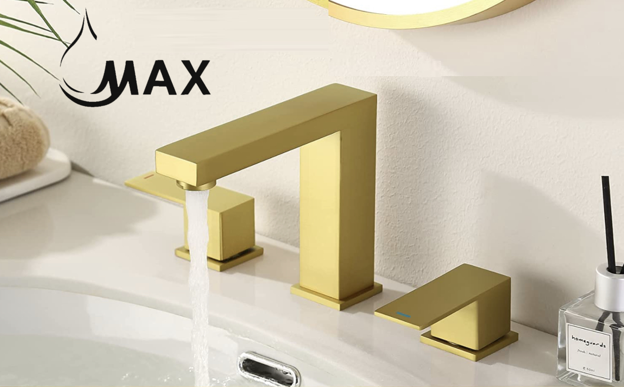 Two Handle Widespread Bathroom Faucet Brushed Gold