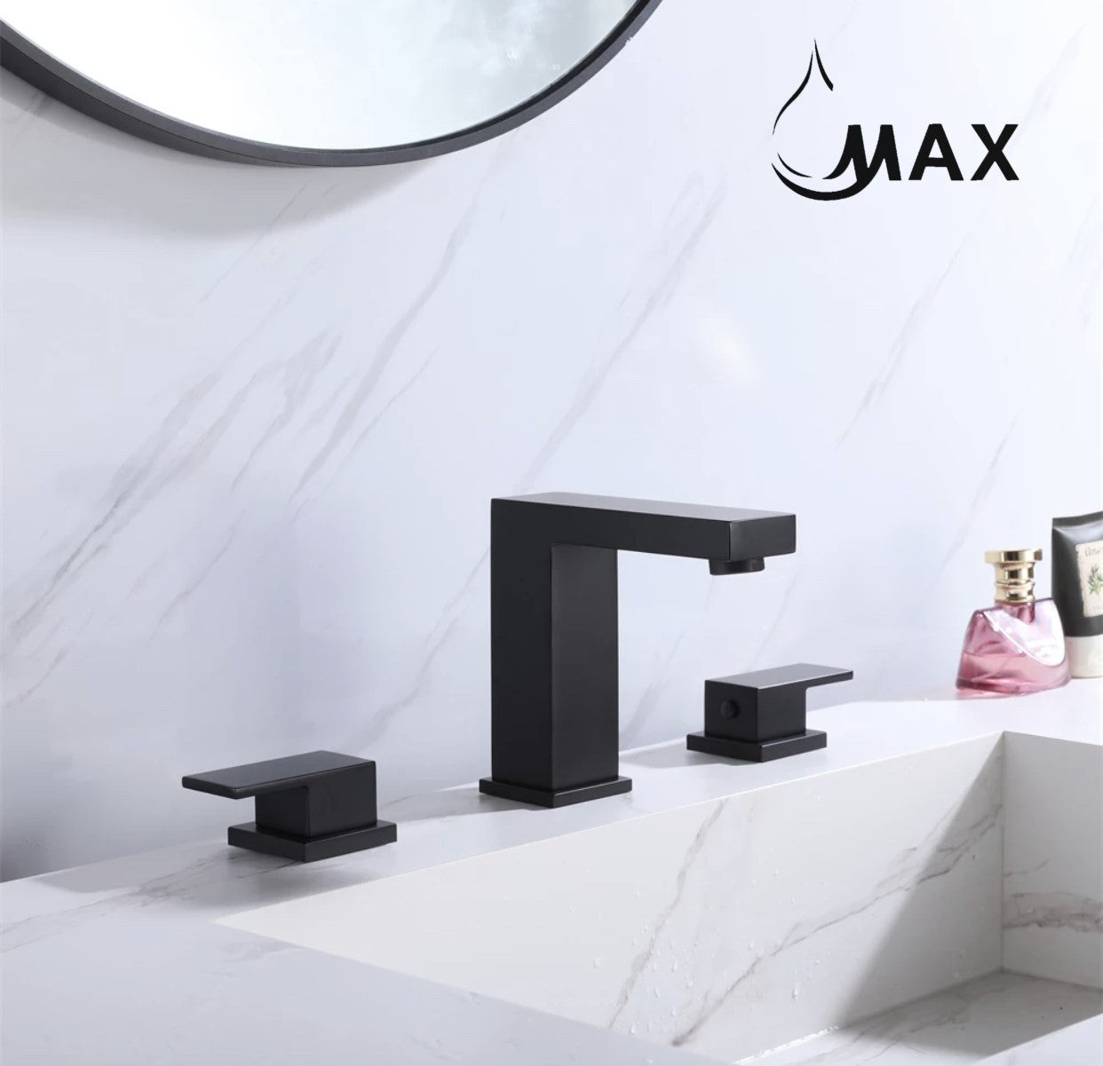 Two Handle Widespread Bathroom Faucet Matte Black