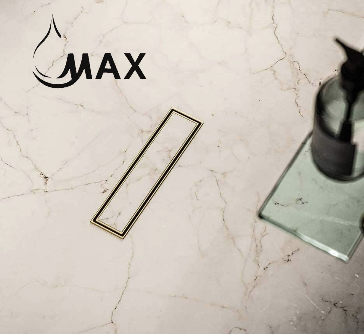 Linear Shower Drain with Cover 18 Inches Brushed Gold