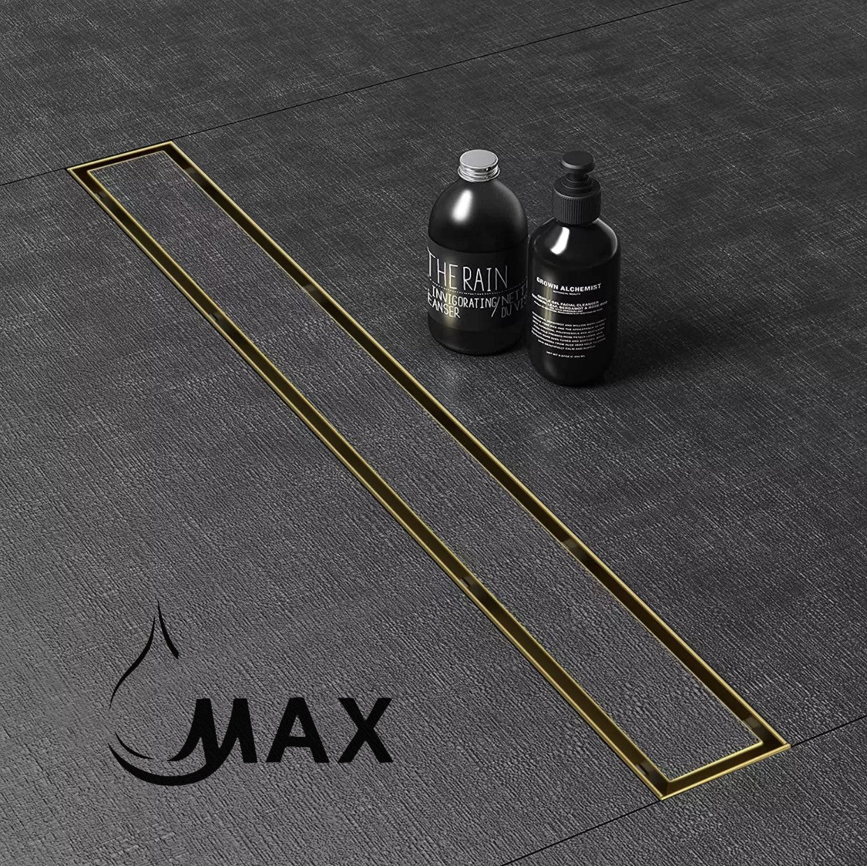 Linear Shower Drain with Cover 24 Inches Brushed Gold