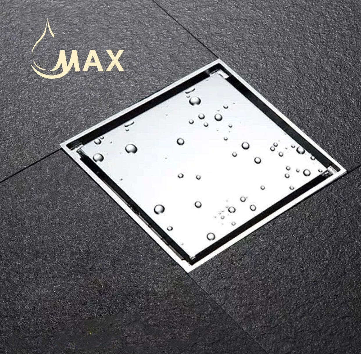 Square Shower Drain with Cover 4 Inches Chrome