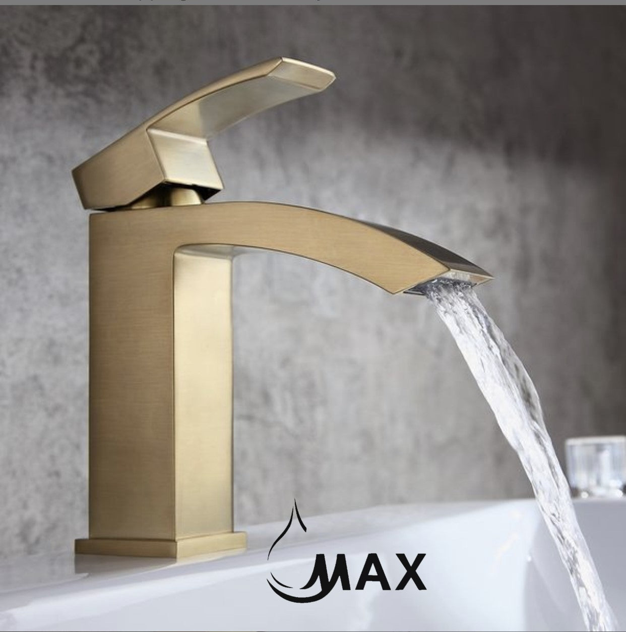 Waterfall Bathroom Faucet Single Handle Brushed Gold Finish