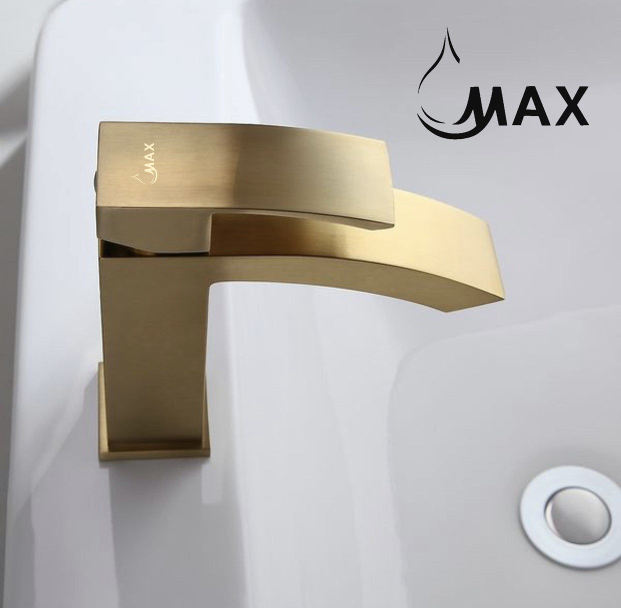 Waterfall Bathroom Faucet Single Handle Brushed Gold Finish