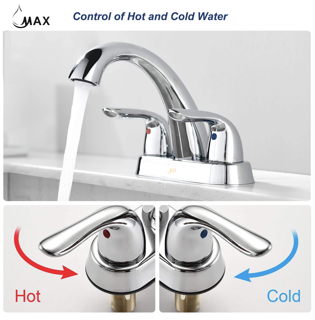 Bathroom Faucet Two Handle Commercial Widespread Chrome Finish