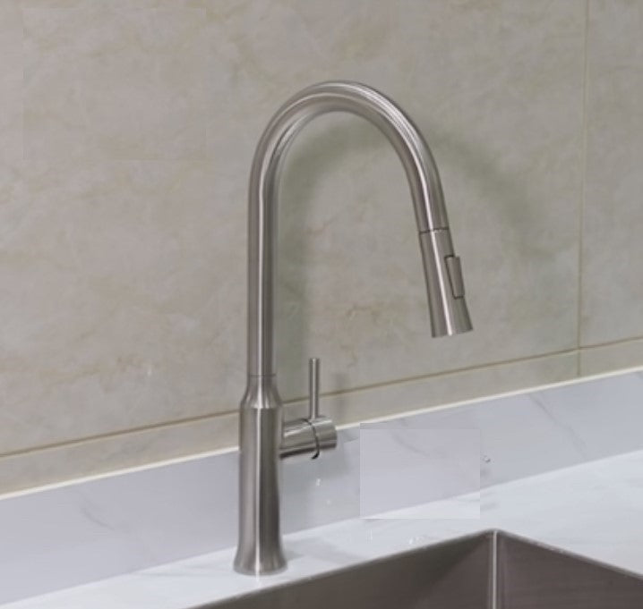 High-Arc Pull-Out Kitchen Faucet Single Handle18.5" Brushed Nickel Finish