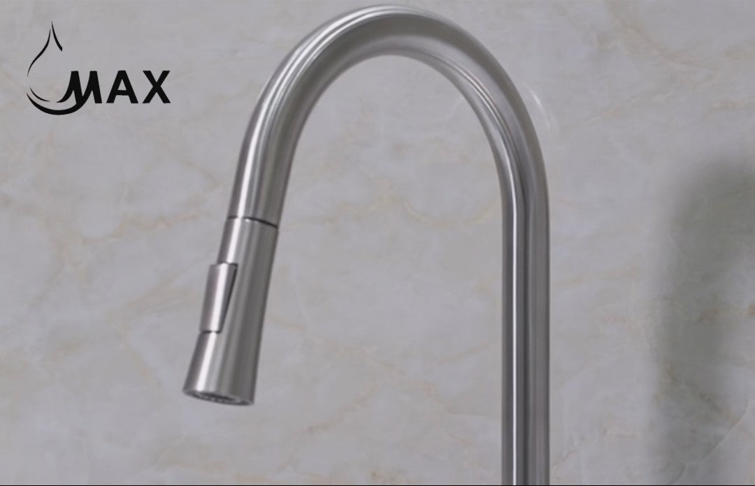 High-Arc Pull-Out Kitchen Faucet Single Handle18.5" Brushed Nickel Finish