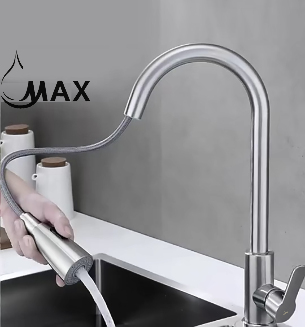 Pull-Out Kitchen Faucet Single Handle 16" Brushed Nickel Finish