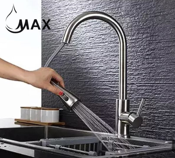 Pullout Kitchen Faucet Three Functions Brush Nickel Finish