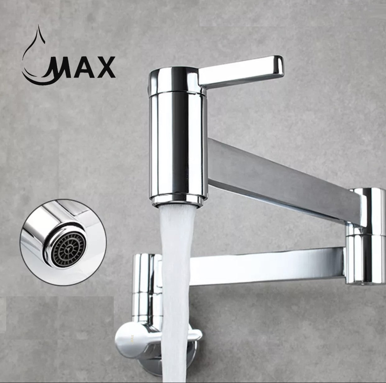 Pot Filler Faucet Double Handle Classic Wall Mounted 20" With Accessories Chrome Finish