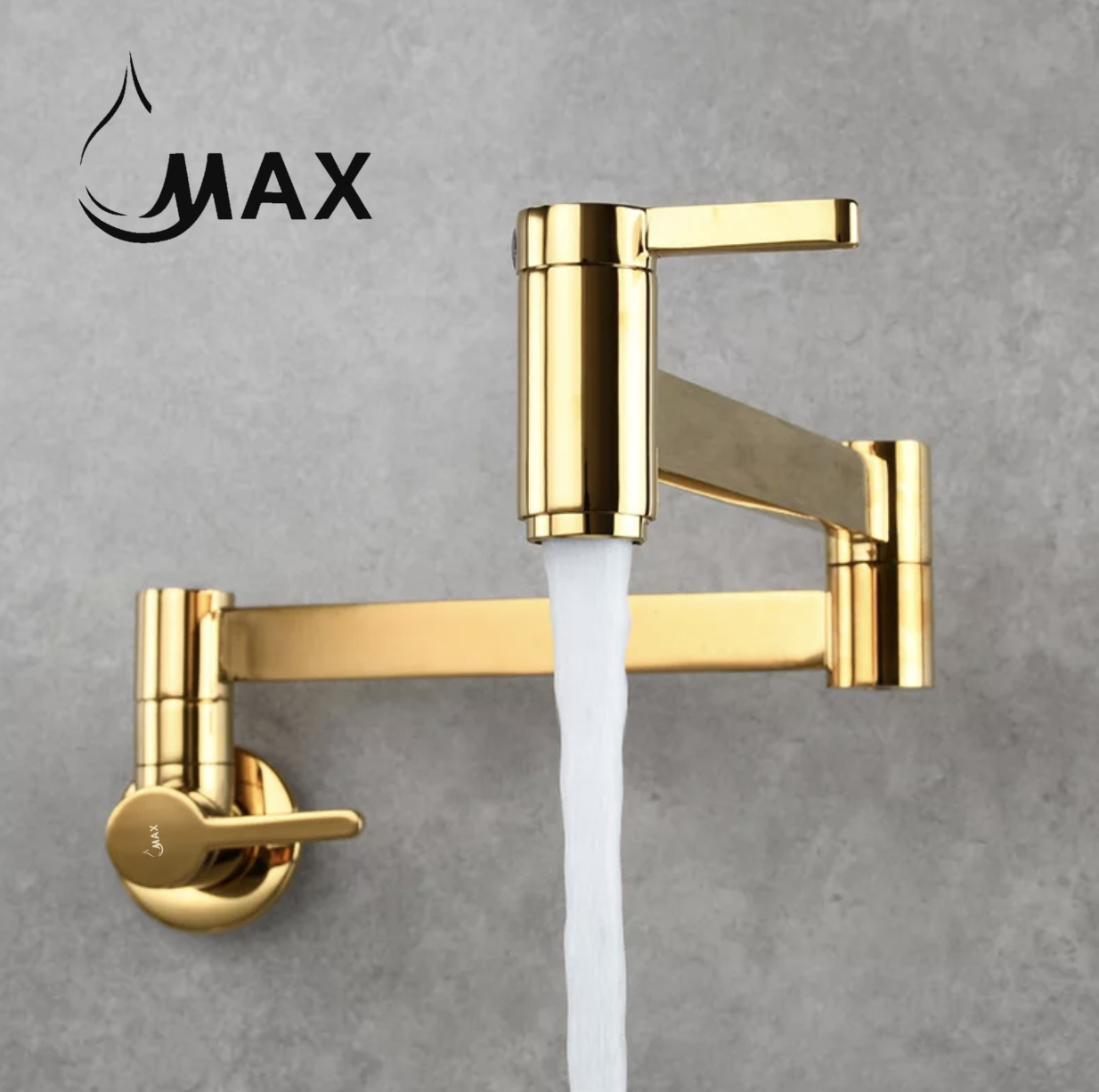 Pot Filler Faucet Double Handle Classic Wall Mounted 20" With Accessories Shiny Gold Finish